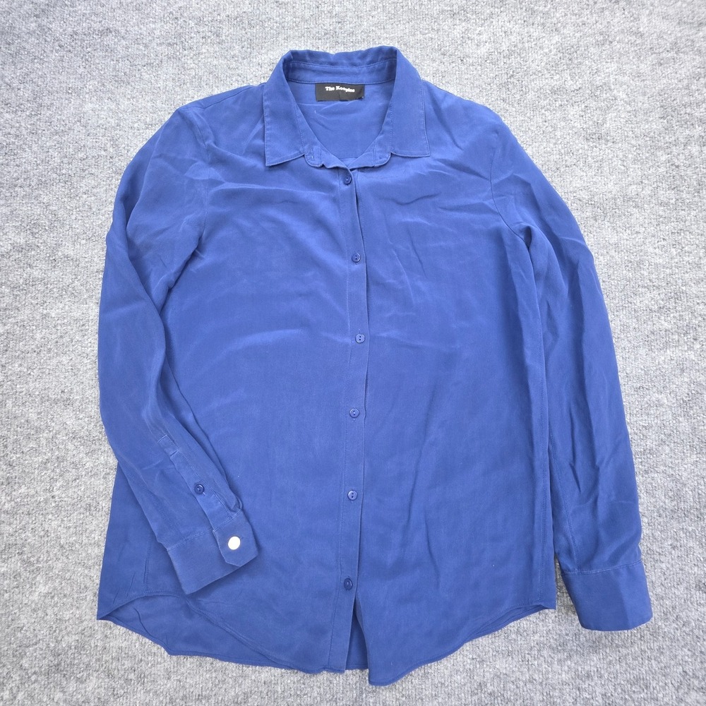 The Kooples Silk Shirt Women's XXS Blue Long Sleeve Button Up